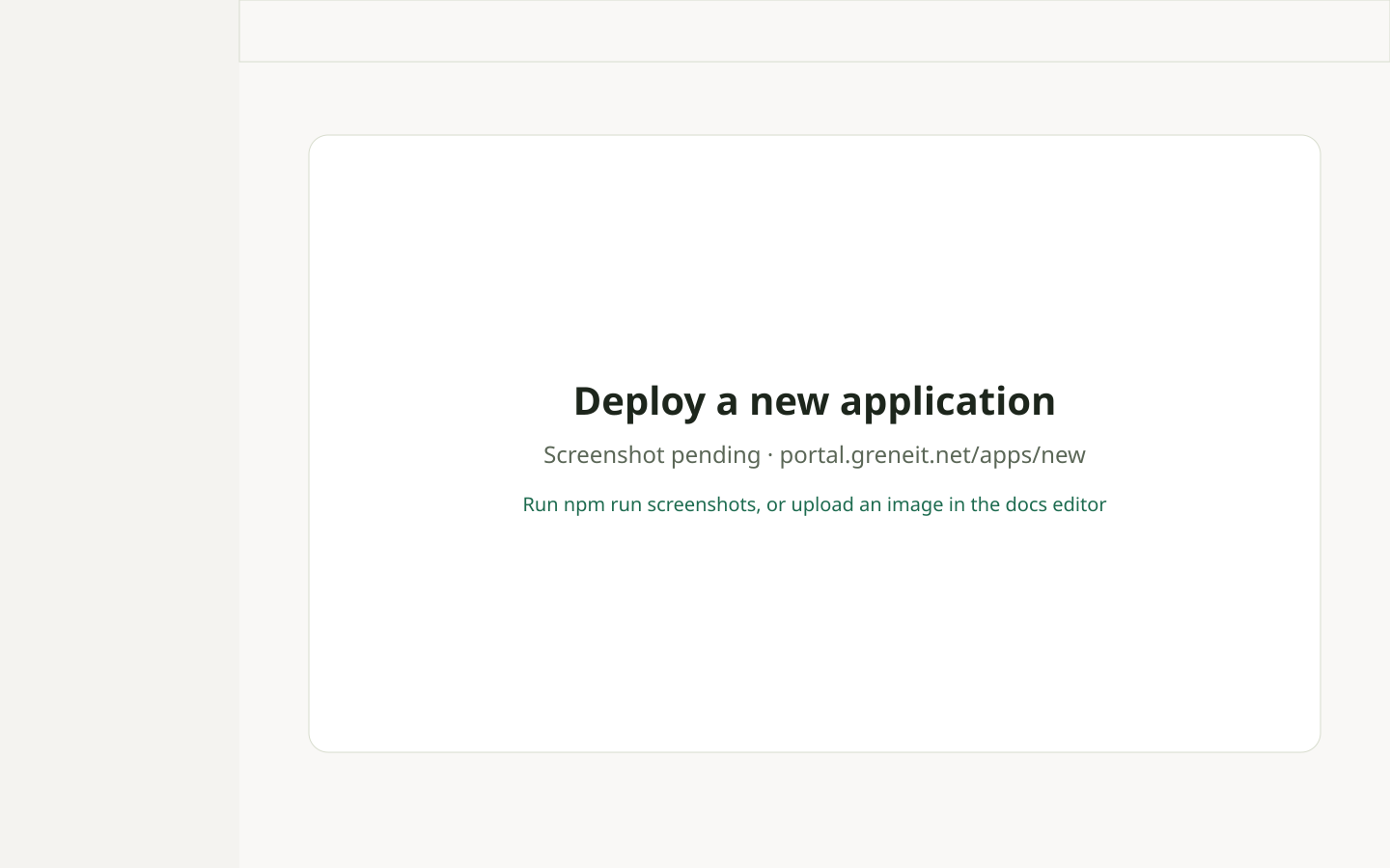 The New application page