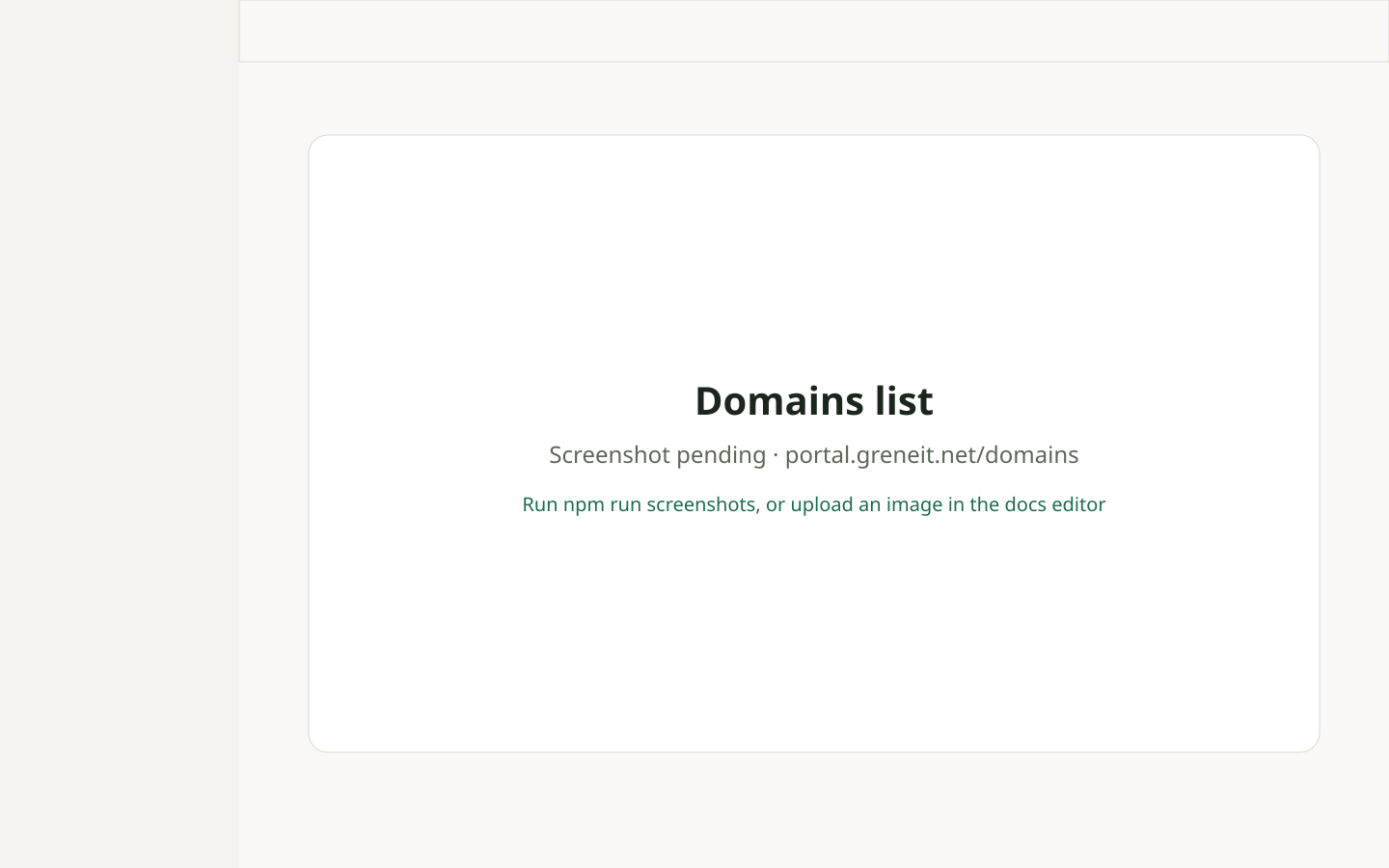 The Domains page with the Add a domain panel