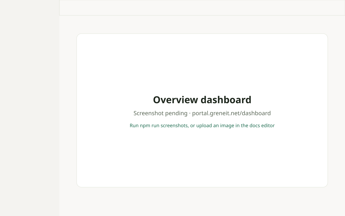 The Overview page of the greneIT portal